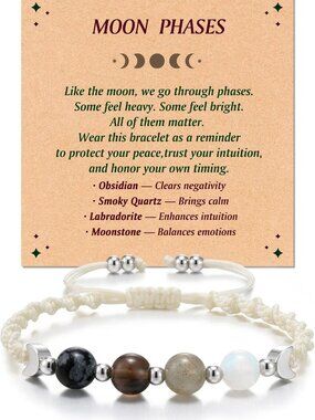 Moon Phase Crystal Healing Bracelet - Natural Stone Beaded Jewelry for Intuition